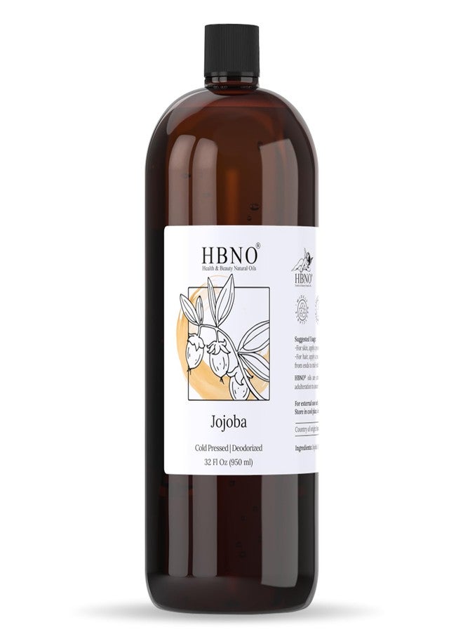 HBNO Jojoba Oil - 32 oz (950ml) Value Size - Ideal for Shampoos, Conditioners, Massage Blends, Face wash, Lotions, and Skin Care Products. - Image 1